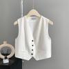 Spring Fashionable Women's Short Suit Vest Sleeveless Jacket with Slim