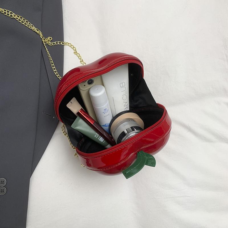 Round Design Fun Bag For Lady Girls Trend Mini Crossbody Phone Bag Japanese Cute Apple Creative Handbag Purse Female Red Purse