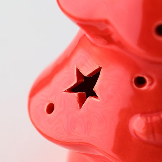 Ceramic Christmas Tree Night Light Glowing Decorative Lamp with Star Topper Xmas Tree Figurines for Holiday Home Decor