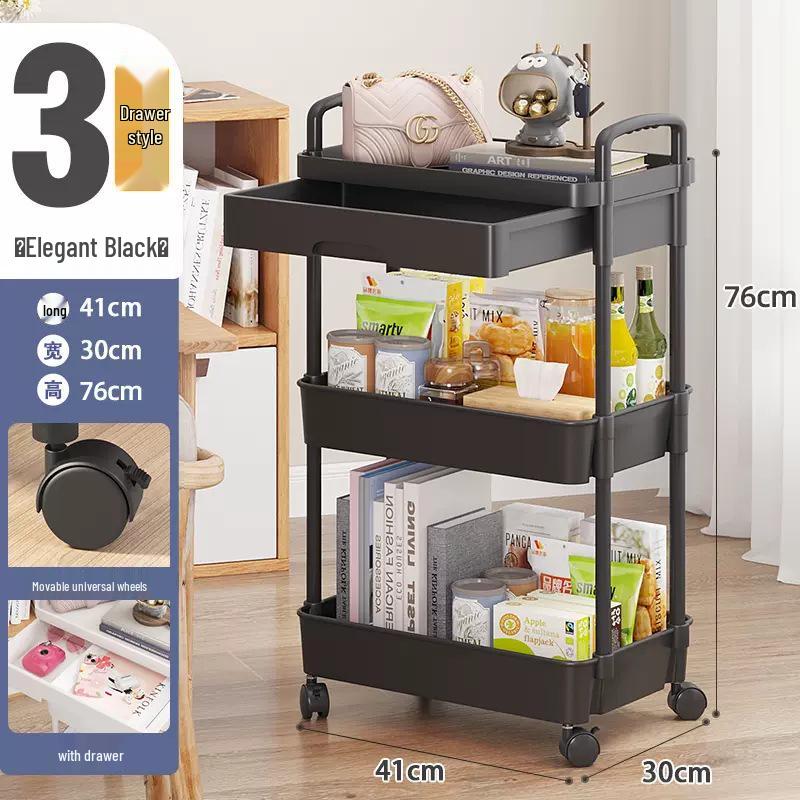 Compact Multi-Layer Rolling Storage Rack for Kitchen, Dorm, or Bathroom