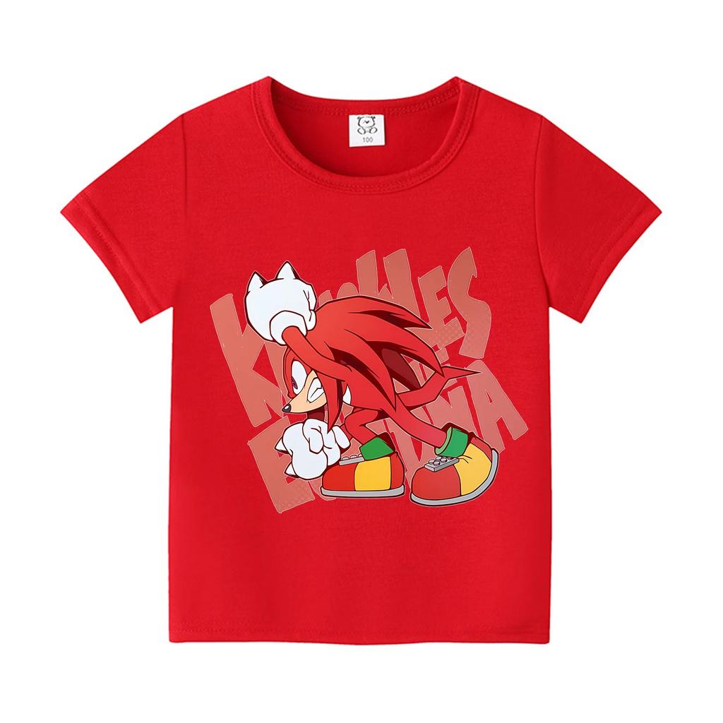 Sonics Cartoon T-shirt for Children Round Collar Clothing Kids Anime Partern Short Sleeve Clothes Fashion Sunmer Tee Top Gift