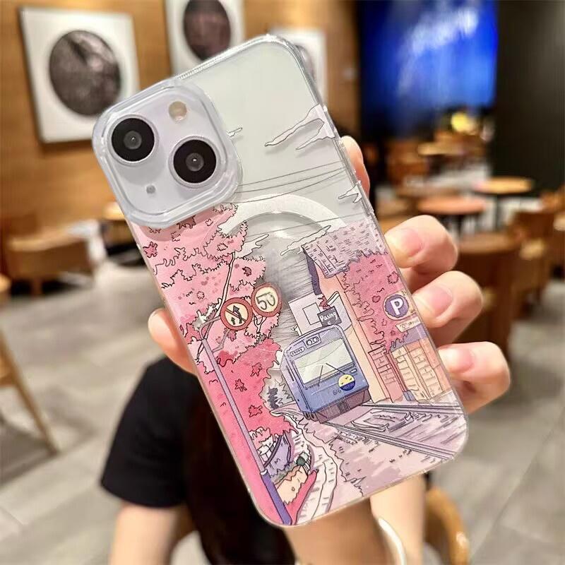 Landscape Scenery Magnetic Wireless Charge Case For iPhone 11 12 Pro Max 17 Air 16 16E Mini 7 8 Plus Clear Soft Cover