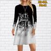 Women Casual Dress Letter Cross Print Dresses For Women O-neck Short Sleeve Dress Plus Size