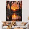 Sunset Forest Reflection Tapestry Art Patterned Tapestry Home Decor, Suitable for Bedroom and Living Room, Gift