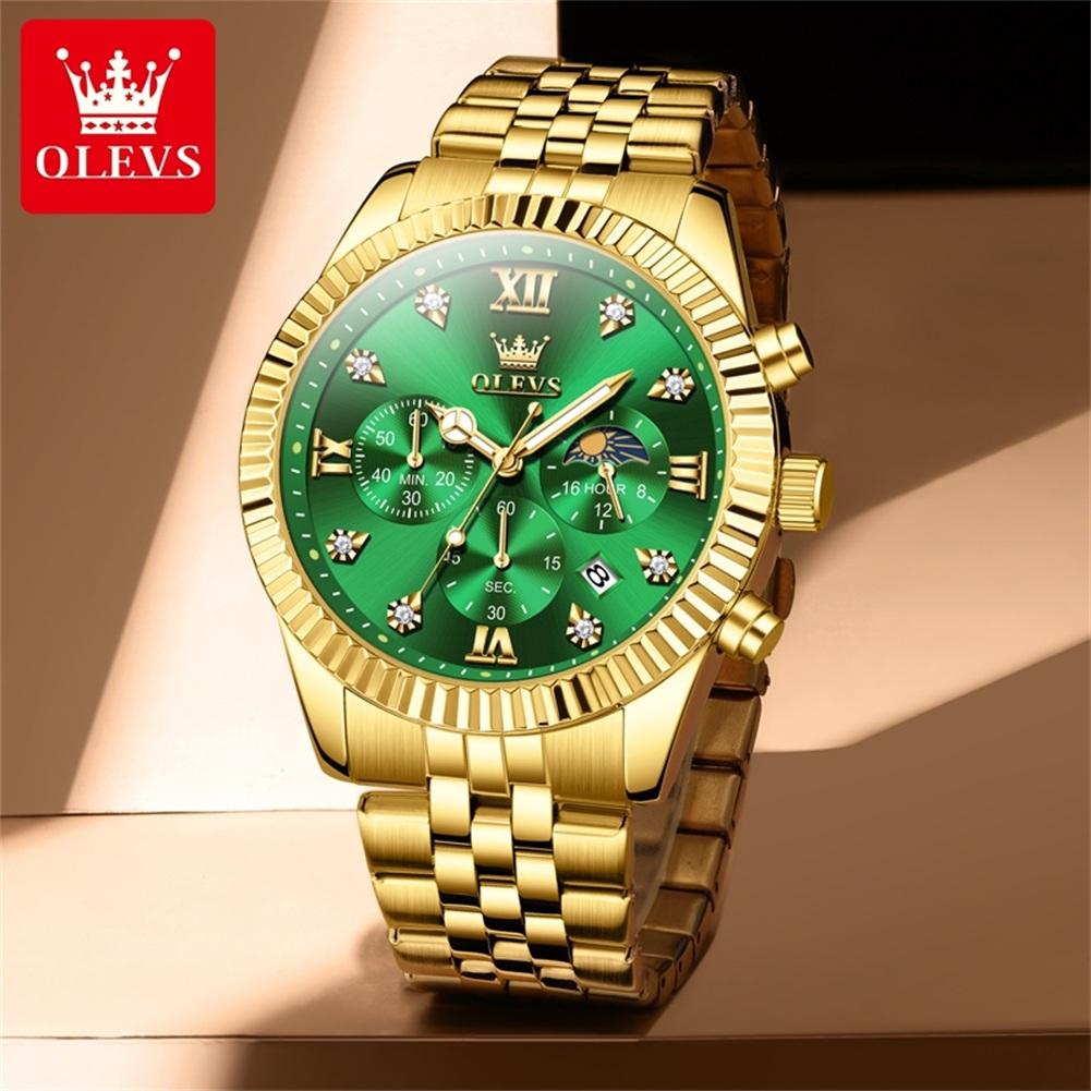 Fashion Quartz Watch Gift Stainless Steel Watchband Round-dial Wristwatch Calendar Luminous Small Second