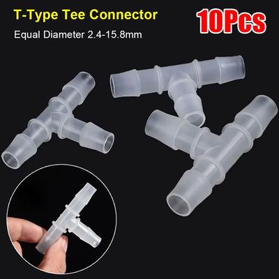 10Pcs 1.6-15.8mm T-Type Tee Connector Plastic Equal Diameter 3 Way Connector Soft PP PE Hose Fittings