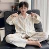 Boys Cotton Pajama Set Long Sleeve Thin Sleepwear Cartoon Print Hoodie Style Home Wear Kids 8