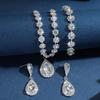 Large Waterdrop Crystal Necklace, Earrings and Bracelet Set - A Three-piece Jewelry Collection