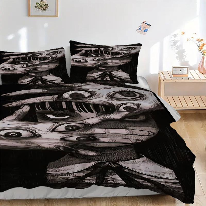 

3pcs Horror Eyes Print Duvet Cover Set, 1 Duvet Cover + 2 Pillowcases (No Insert), High-Definition Print, Home & Dorm Set yy251208089 135x200cm
