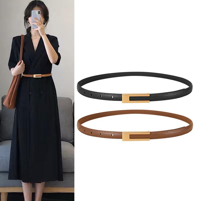 Women Korean Able Thin Waist Strap Metal Accessories Basic Belt Women Casual Porous Adjustable  Belts