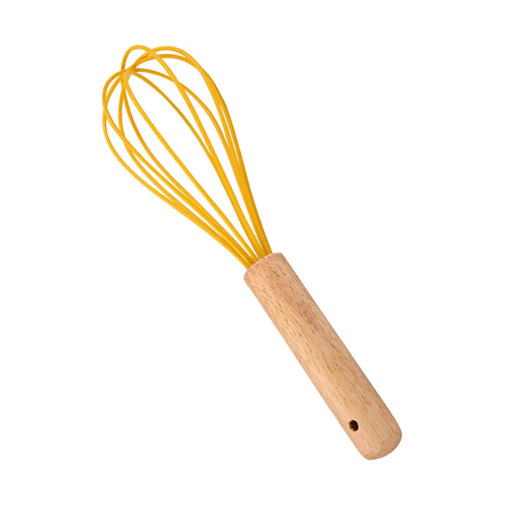 

8 дюймов силиконовый венчик ручной взбиватель яиц деревянная ручка ручной блендер для сливок кухонный инструмент для выпечки