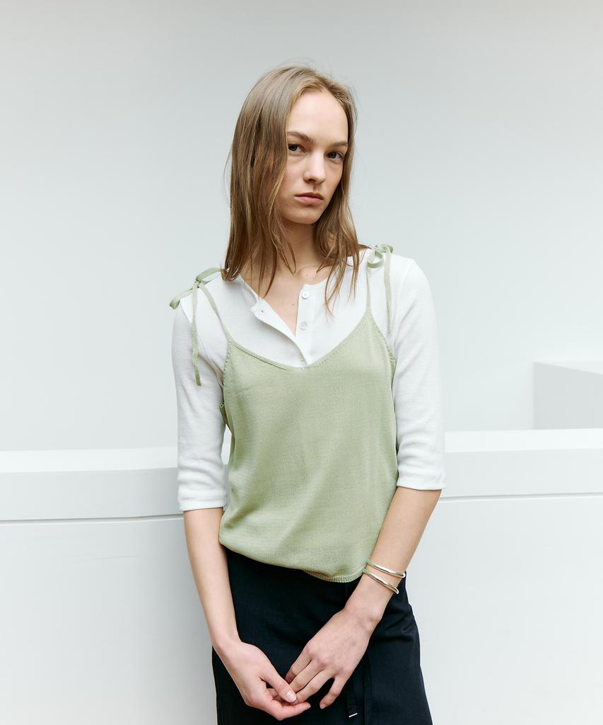 Deolil Twoway String Sleeveless Knit_Light Olive