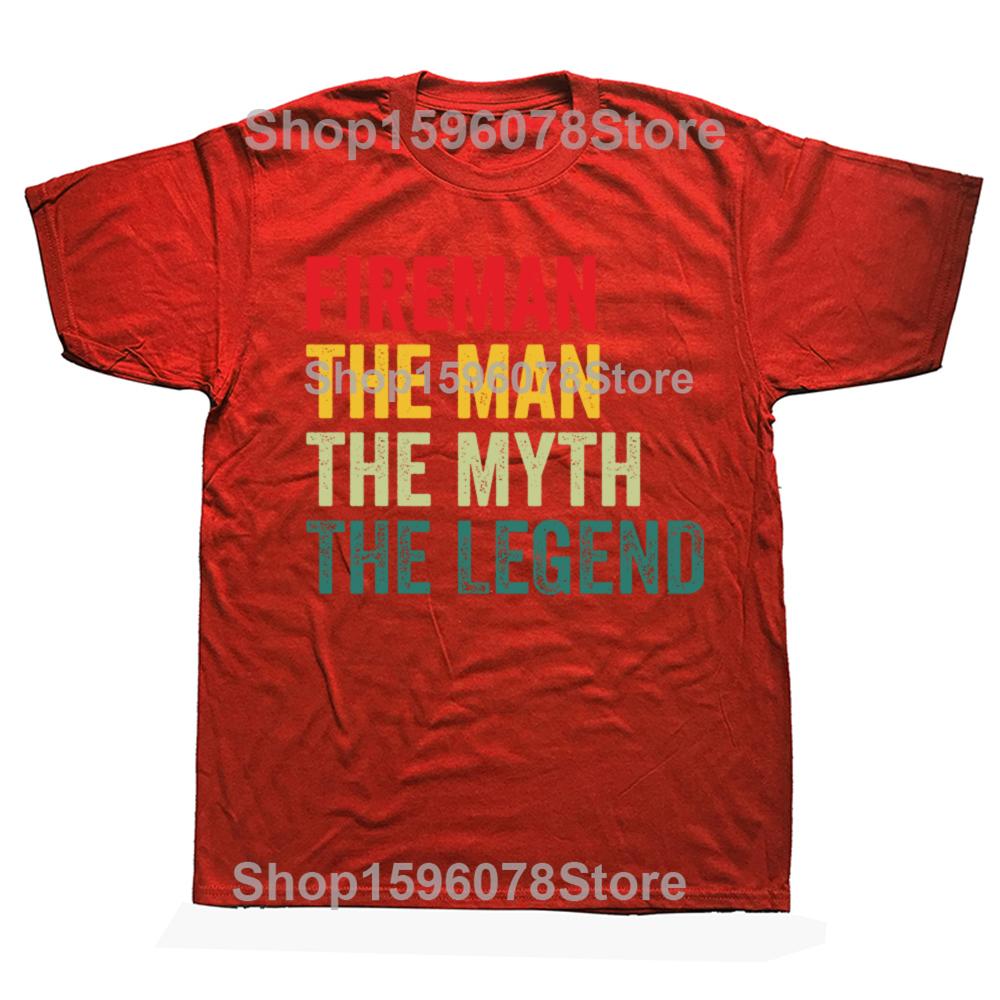 Vtipný muž mýtus hasič legenda Den otců grafická trička pánská bavlněná humor streetwear tričko s krátkým rukávem unisex volné oblečení