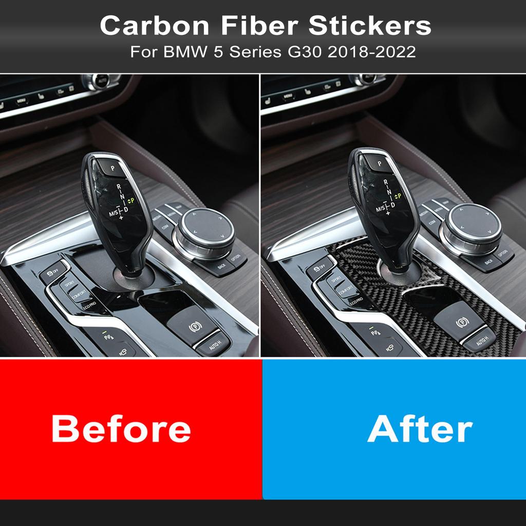 For BMW 5 Series G30 2018-2022 Accessories Carbon Fiber Interior Car Central Control Gear Shift Panel Trim Cover Decor Stickers