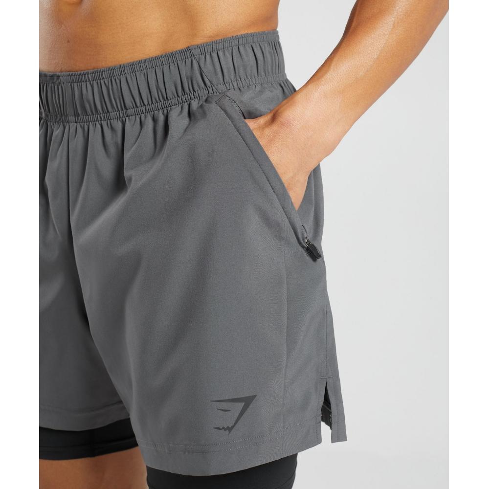Gymshark Sport 5  2 In 1 Shorts Dark Grey Black A1b3j Gb7x