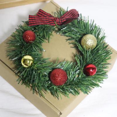 Holiday Garland Decoration Indoor Outdoor Wreath Festive Mini Christmas Wreath with Glitter Balls Bow Small for Holiday