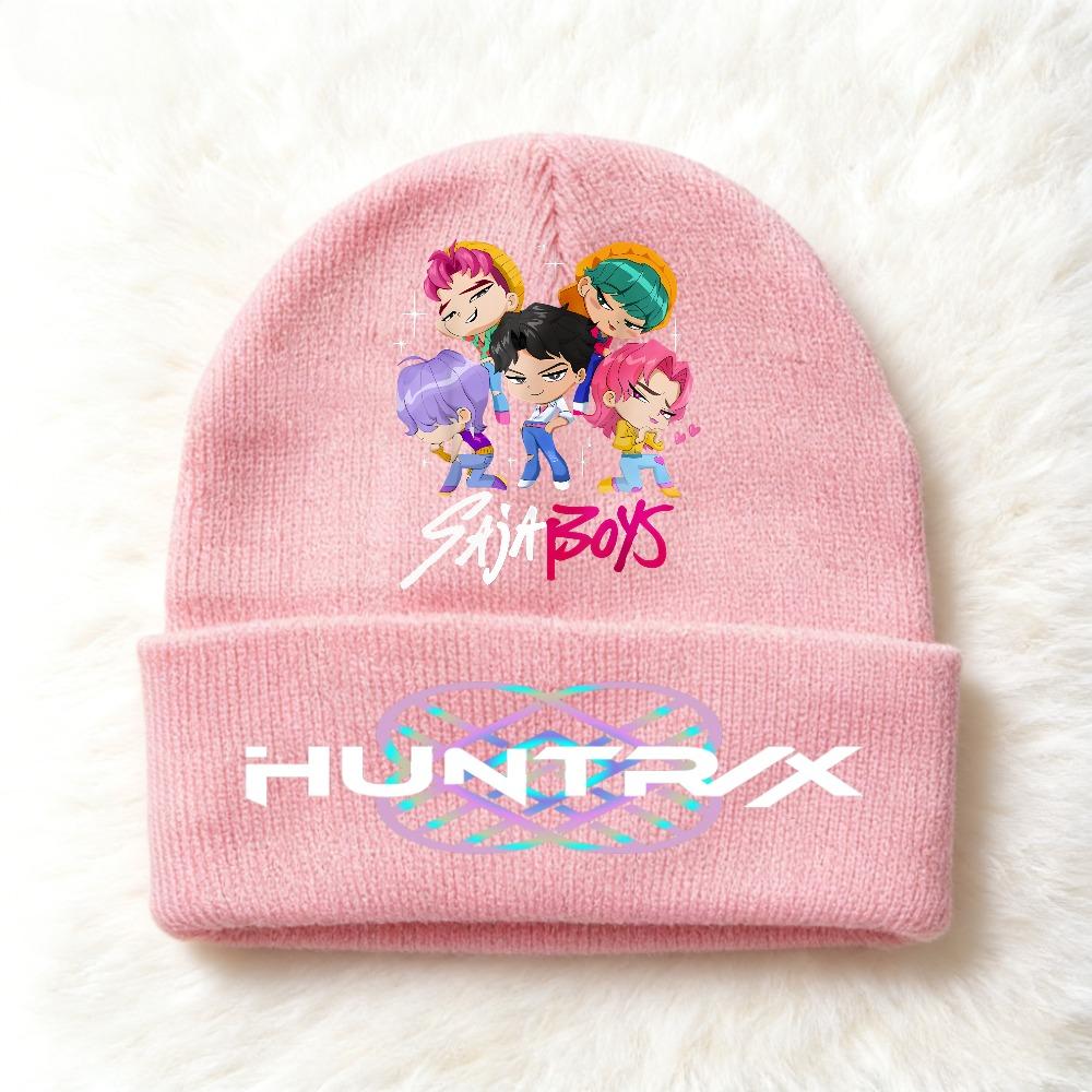 KPOP Demon Hunters Cute And Charming Cartoon Printed Children Knit Beanie Warm Cold Season Cap Girls Outdoor Sports Birth Date Present Accessories