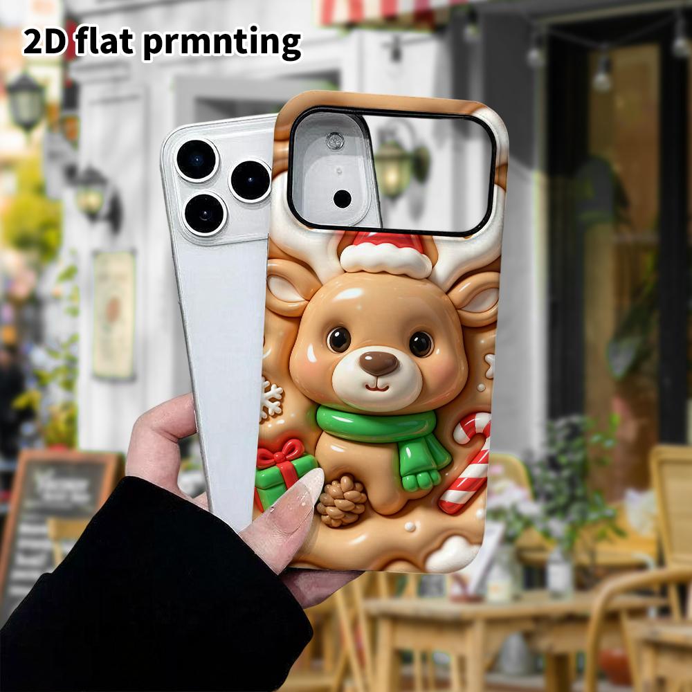 Phone Case: 2D Flat Design Suitable for iPhone 18 17 16 15 14 13 Pro Protective Case, Christmas Reindeer, Perfect Christmas and Halloween Holiday Gift