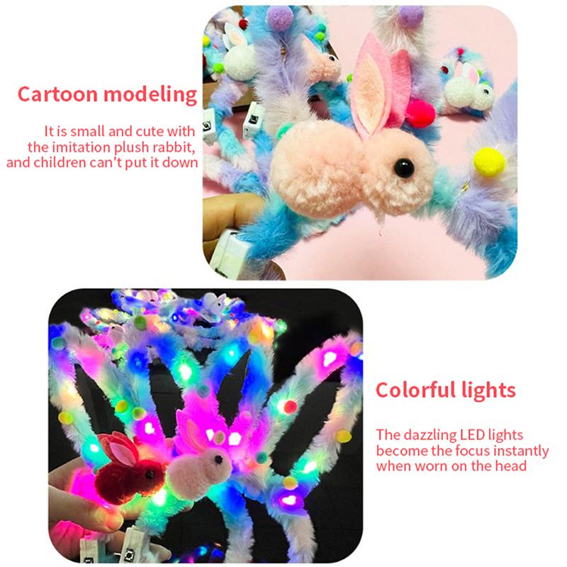1Pc  Plush Glow Glow Ball Rabbit Hair Band Party Plush Glow Headwear