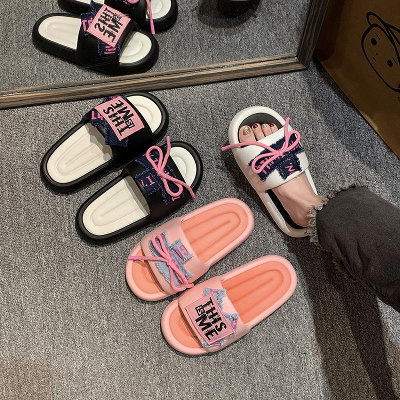 fashion 2024 New Hot Selling Fashion Women's Casual Bow Slippers Paired with Thick Sole EVA Sandals Suitable for Home and Outdoor Wear