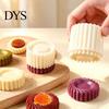 Durable ABS Baking Tool Sunflower Pattern Round Mooncake Mold, Hand Press Double Ended Plastic Pastry Mold Tool, Easy Clean Dough Embosser for