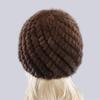 Women Winter Hand Knitted Genuine Mink Fur Hat Natural Warm Good Elasticity Fur Cap Russia Lady Quality Real Mink Fur Hats