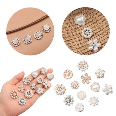 DIY Craft Crystal Flower-shaped Headwear Accessories Pearl Hairpins Pearl Button Rhinestone Buttons