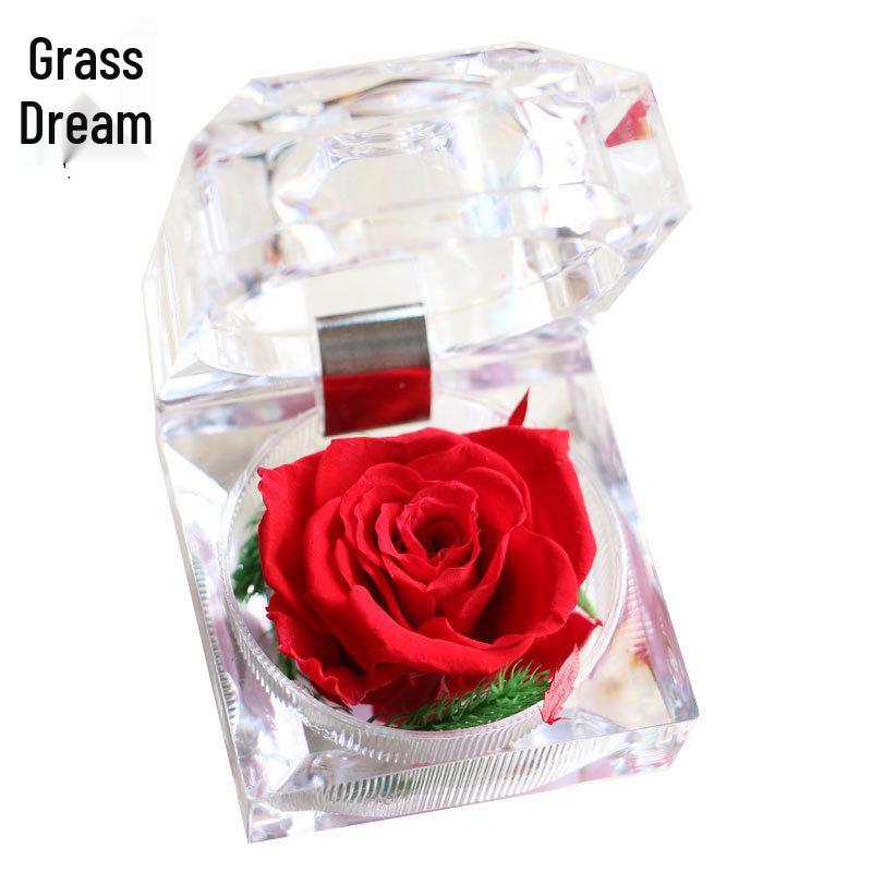 Preserved Crystal Rose Acrylic Flower Gift Box for Valentine's Day Confession