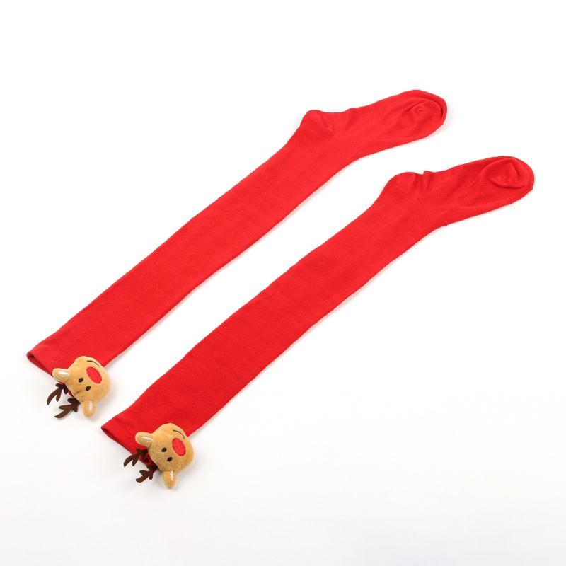 Damen Weihnachten Overknee Lange Socken Niedlich 3D Plüsch Hirsch Elch Gestreifter Druck Oberschenkelhohe Strümpfe Feiertagsparty Strumpfwaren