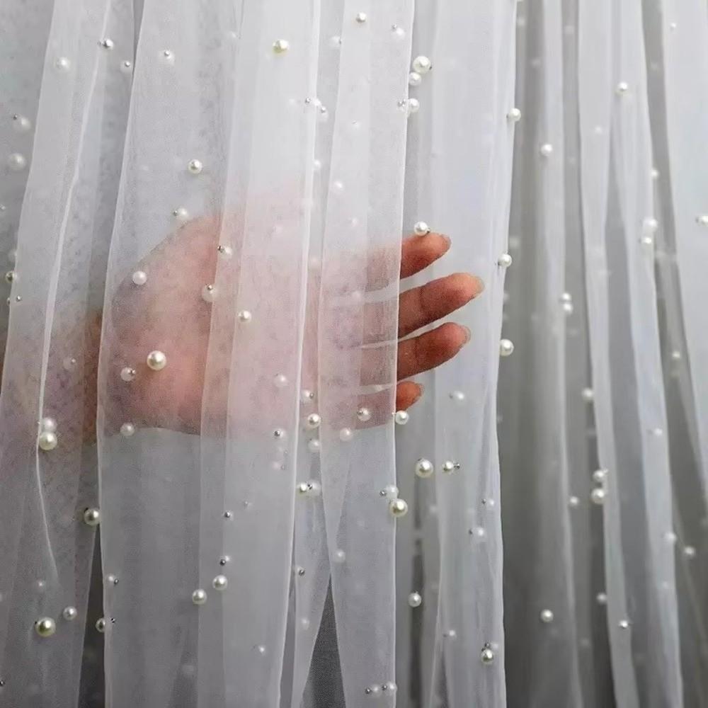 Luxury Wedding Table Runner Semi-Transparent Long Table Runner Pearl Chiffon Runner Anniversary