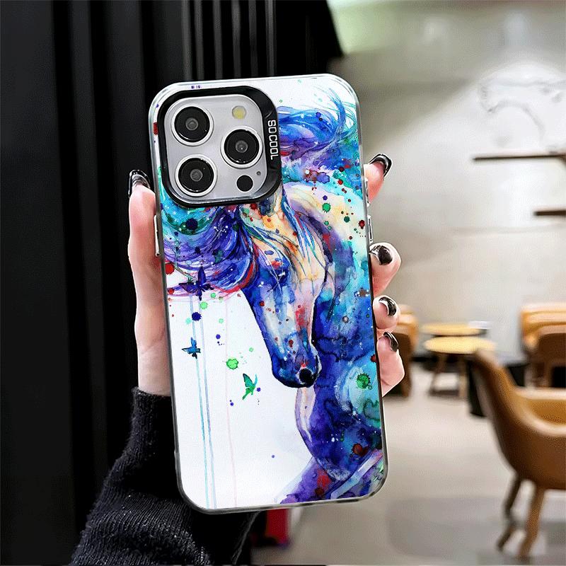 Oil Painting Horse Soft Phone Case for iPhone 15 16 17 Pro Max 17Air 16E 14 Plus 13 12 Mini Shockproof Cover Back Shell