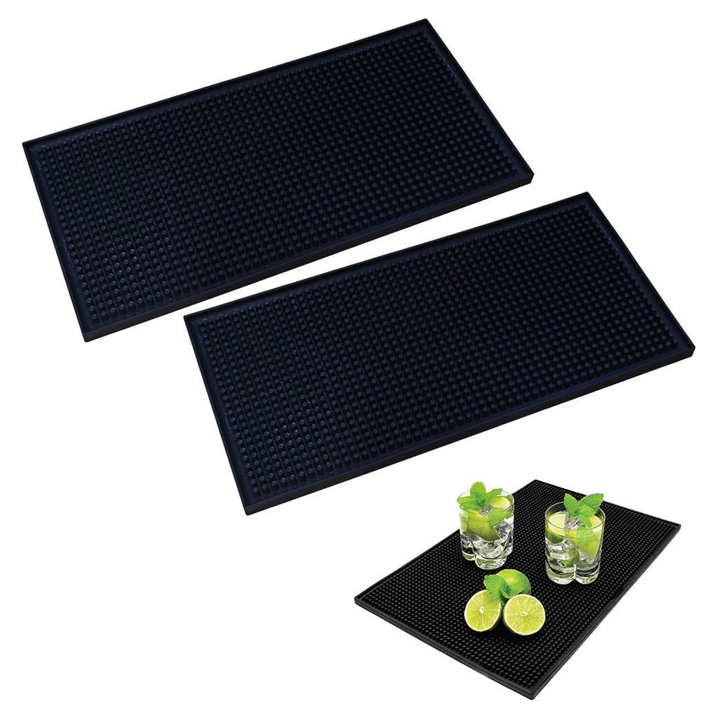 Alpha Depot Bar Mat, Counter, Glass Mat, Draining Mat, Bartender, Stylish (30cm X 15cm X 2 Panels)
