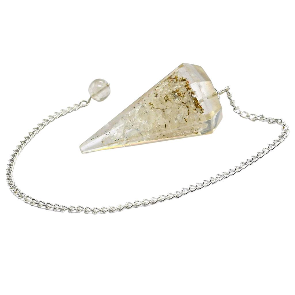 Clear Quartz Orgonite Pendulum Dowsing Tool - Natural Crystal Orgone Pendulum for Spiritual Guidance - Premium Dowser Pendulum for Accurate Divin