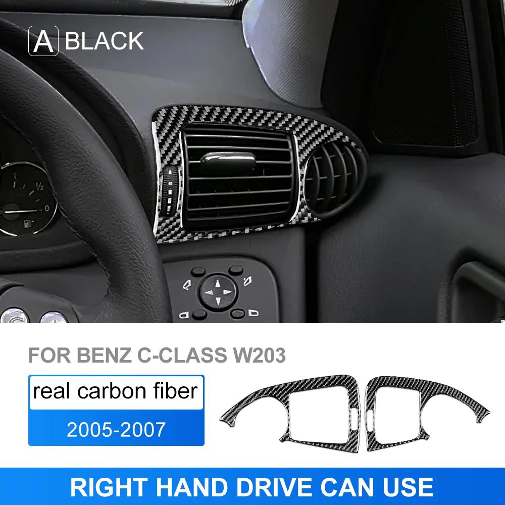 Real Soft Carbon Fiber Car Air Outlet Panel Trim Sticker Interior Accessories For Mercedes Benz C Class W203 2005 2006 2007