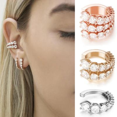 1Pc Women Earring Sparkling Faux Diamond Design Shiny Visual Effect Multi-layer All Match Decorative