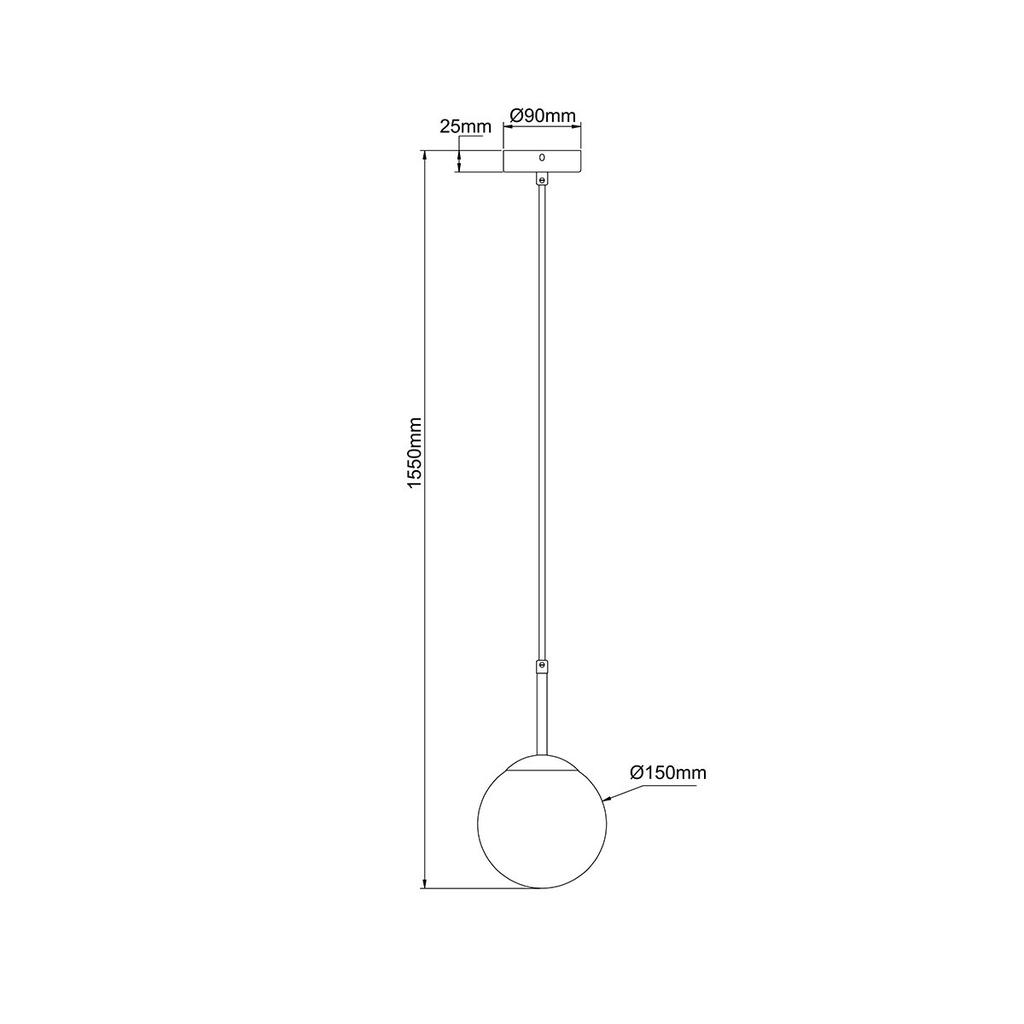 Lampa Wisząca Minimalistyczna Szklana Biała Kula Czarna 1Xe14 10W Dorado Light Prestige