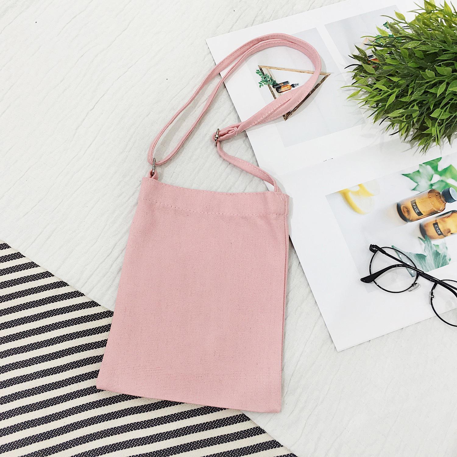 

Mini Crossbody Canvas Bag Shoulder Simple Mobile Phone Bag Female Pure Colour Slanting Bag Hand-painted 9x7x1 in