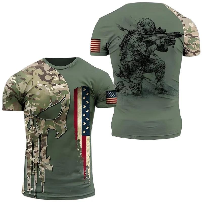T Veteran Usa Us Army Shirt For Men Clothing Combat Military Camouflage Tshirt 3d Skull Printed Short Sleeve Olive Beige Tshirt