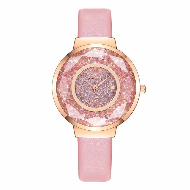 

YOLAKO Женские кварцевые наручные часы с кожаным механизмом розовый