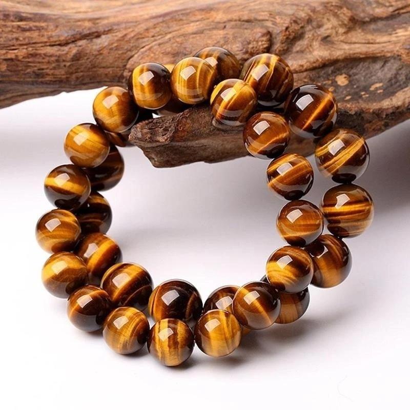 Perles en Pierre Naturelle 6/8/10mm Bracelet Oeil de Tigre Classique Homme Femme Bouddha Lave Noire Bracelets Minimaliste Yoga Méditation Bijoux