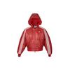 Série Estilo de Vida Esportivo Originals Marca Retro Americana Logo Listrado Jaqueta Quente com Capuz Jaquetas Femininas Vermelho Claro JY8887