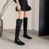 Fashion Square Head Back Slit 3cm Low Heel Long Boots Autumn Winter Spicy Girls Simple Fashionable Knee Length Women's Boots Size 34-42