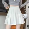 Women's High Waist Black Pleated A-Line Skirt - Petite, Autumn/Winter Short Skirt
