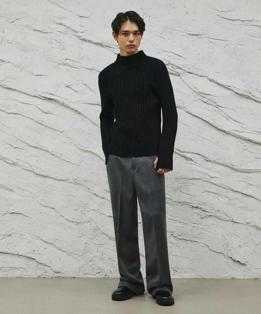 SIGNATURE Wool-Like No-Tuck Wide-Fit Slacks [Gray]