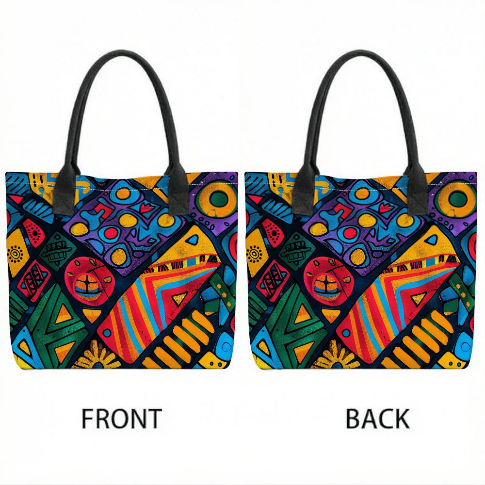 Colorful Graffiti Pattern Tote Bag Large Capacity Casual Portable Daily Shoulder Handbag