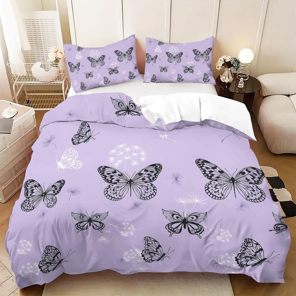 3 beautiful butterfly printed down duvet covers, 1 down duvet cover+2 pillowcases, no core. Soft and comfortable bedding set