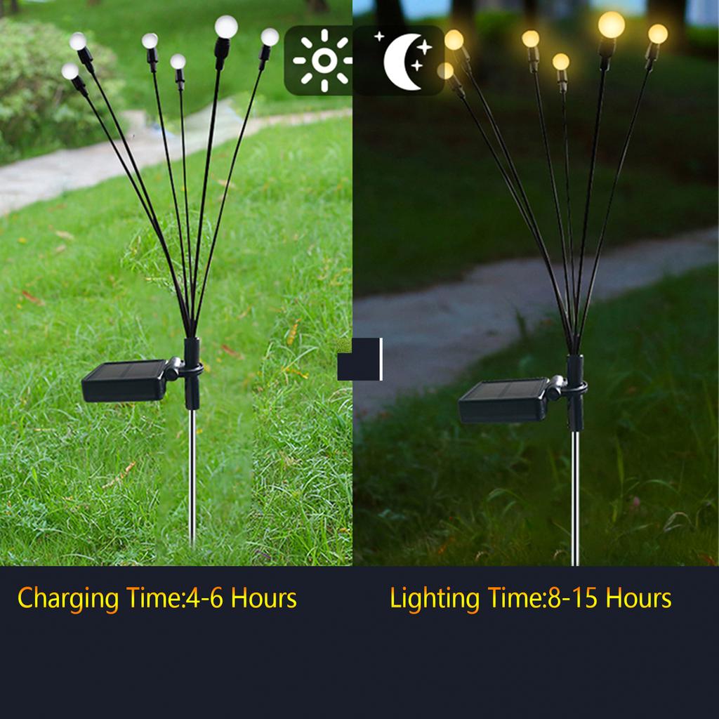 Solar Garden Lights Decorative Firefly Lights Outdoor Pathway Decoration Starburst Swaying Suitable