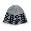 Fair Island hat women's autumn and winter big head circumference plaid knitted hat retro warm wool bag head cold hat bucket basin