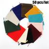 50 Pcs/Lot Soft Fabric Velvet Drawstring Gift Bags for Wedding Party Various Size Jewelry Package Elegant Pouches