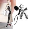 Y2K Exquisite Bow Cherry Pendant Keychain Black Woven Rope Knot Keyring Trendy Key Holder Bag Charm Handbag Pendant For Girls